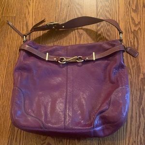 Coach Plum Leather Hampton Shoulder Bag